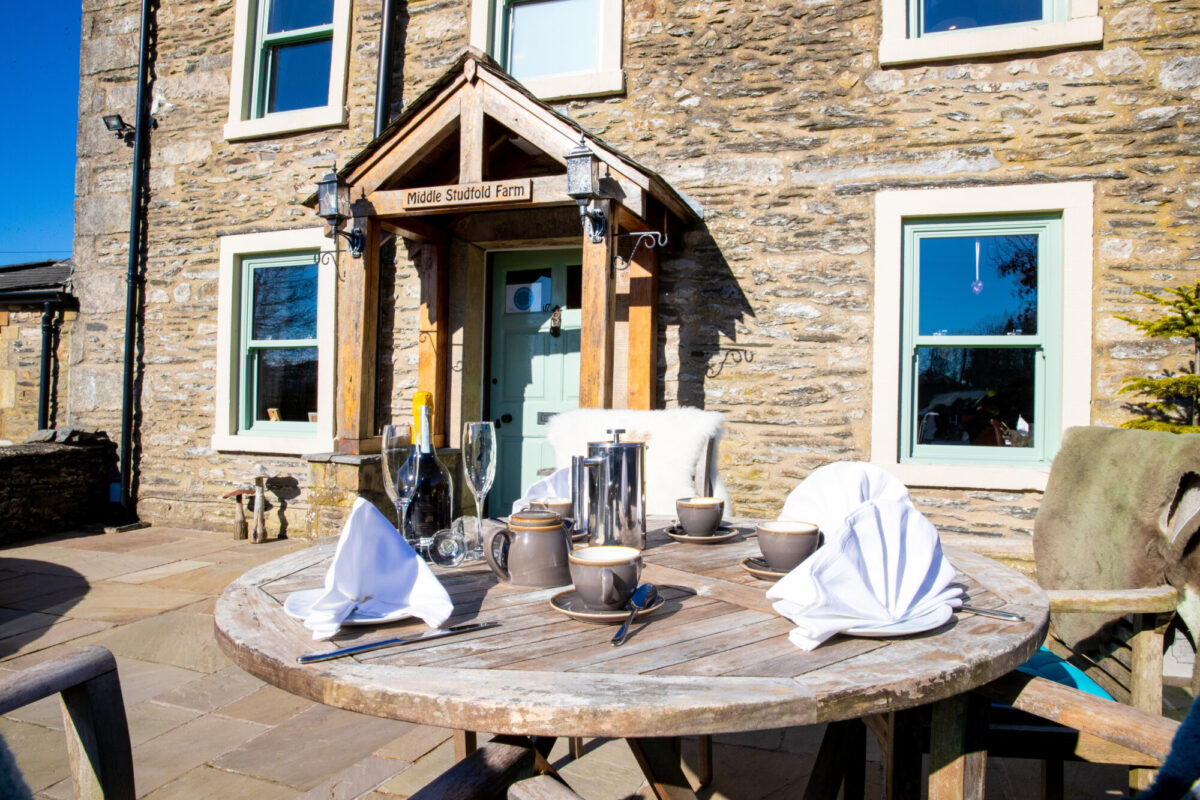 front table outside at middle studfold farm