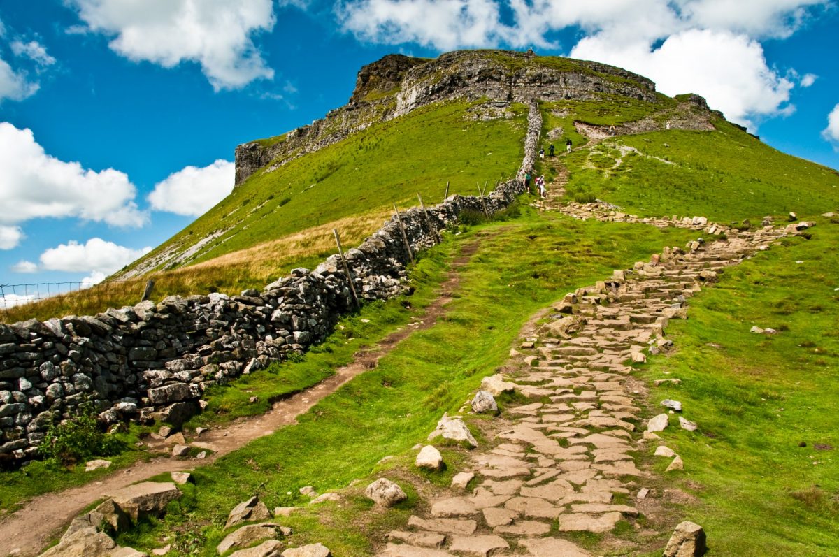 photo looking up the path to the summit of Pen-Y-Ghent