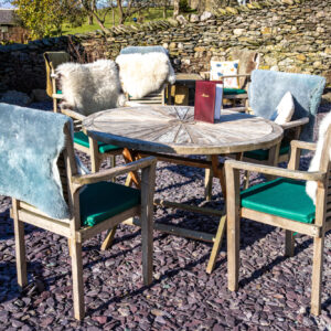 photo of a table outside the tea room